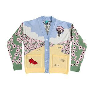 The Wizard Of Oz Womens/Ladies Yellow Brick Road Knitted Cardigan / Yellow/Blue/